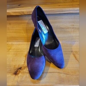 Pancaldi for Diane B Plum suede wide kitten heel pumps 37
